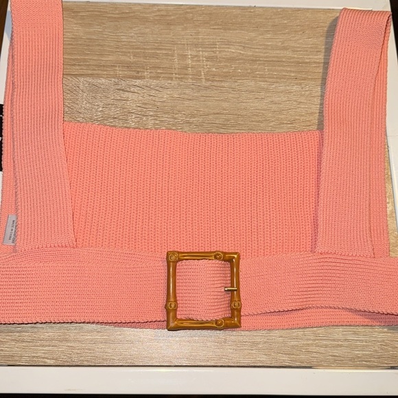 Jluxlabel cropped top adjustable belted back peachy pink XL NEW stretch - Picture 3 of 6